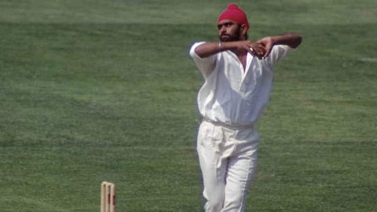 Bedi bowling during a Test match