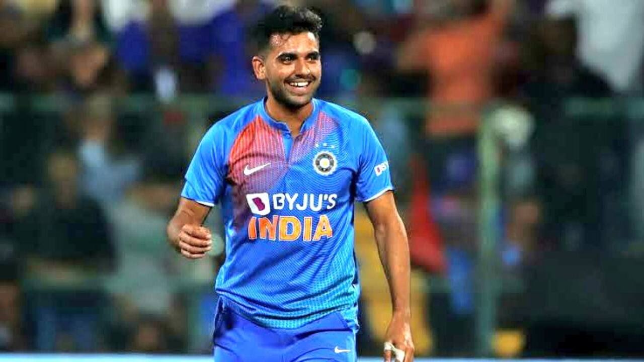 Chahar taking a wicket during a T20I