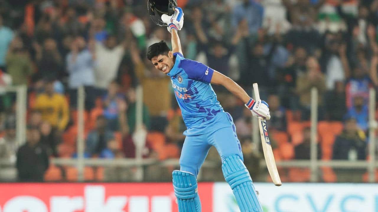 Gill scoring a T20I century