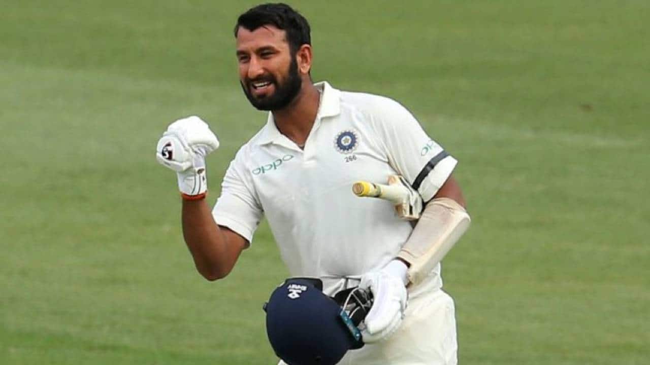 Pujara scoring a Test century