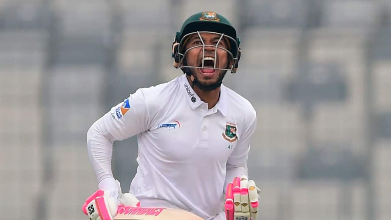 Rahim celebrating after scoring a double-ton against Zimbabwe