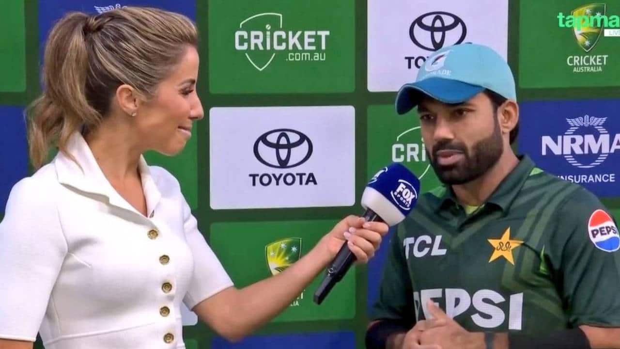 Rizwan giving an interview