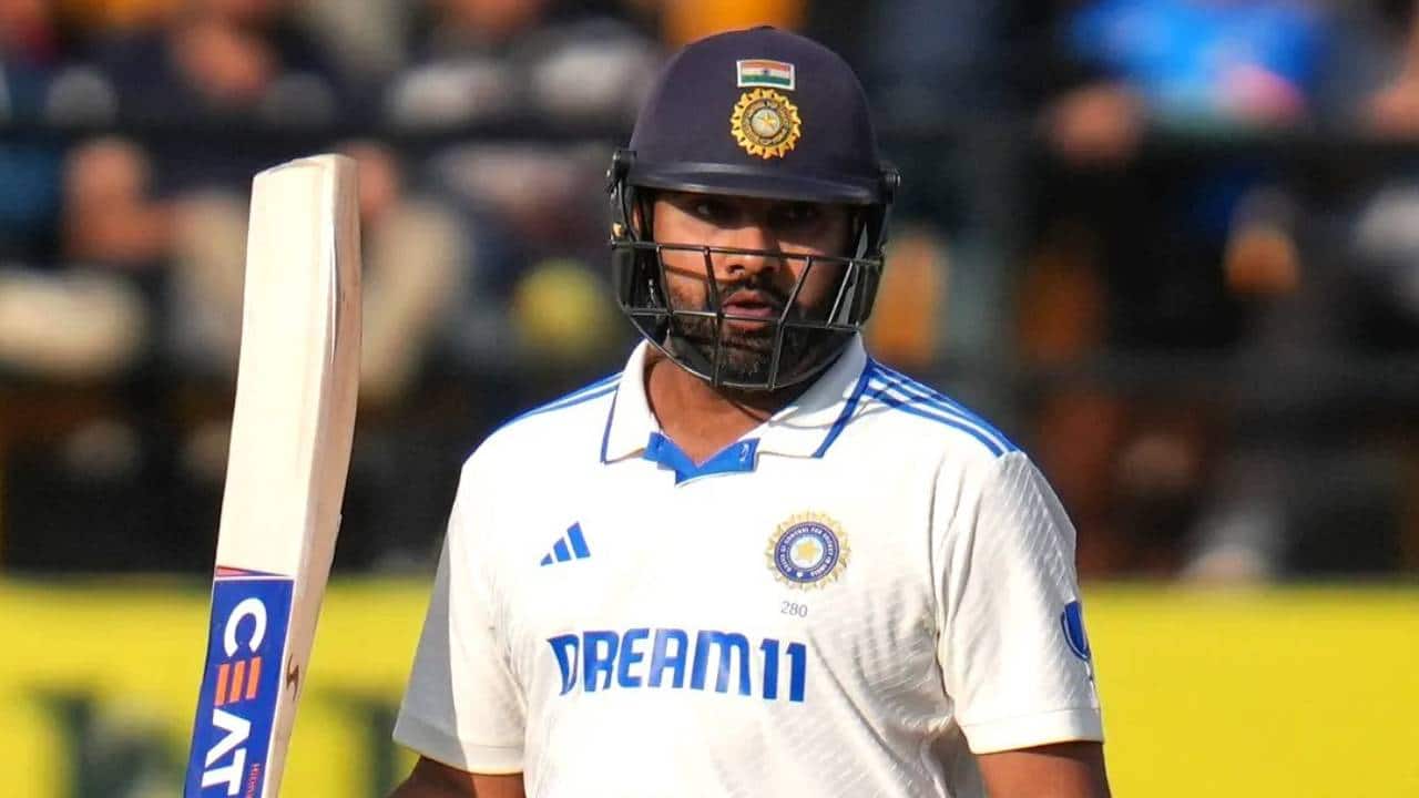 Rohit batting during a Test match