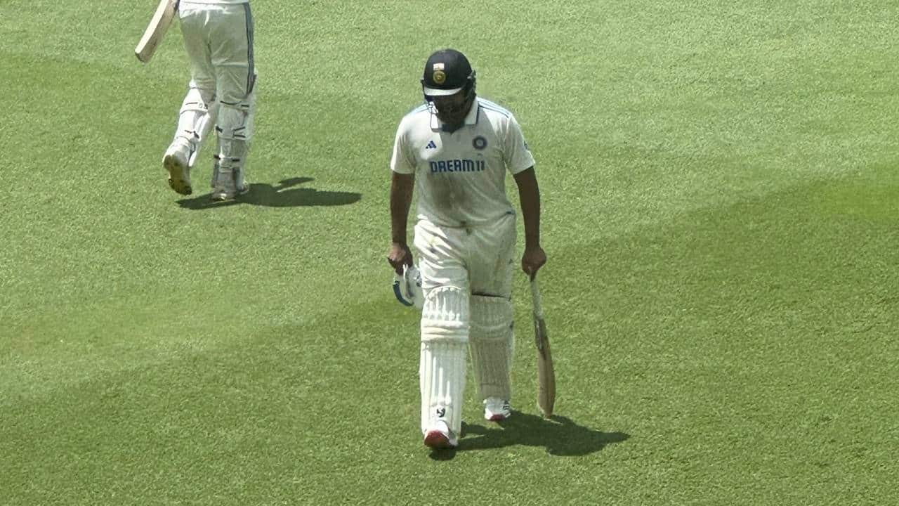 Rohit heading back to the dugout after getting dismissed