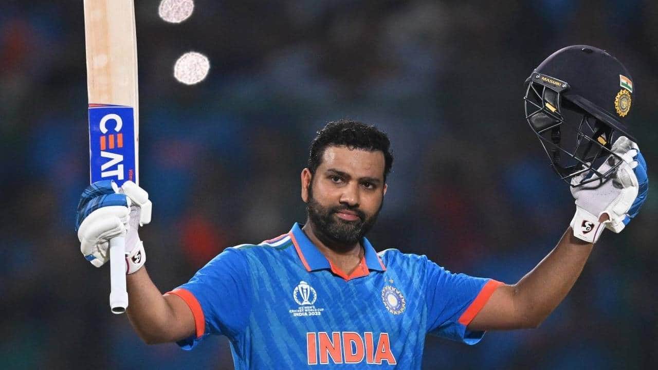 Rohit scoring an ODI century