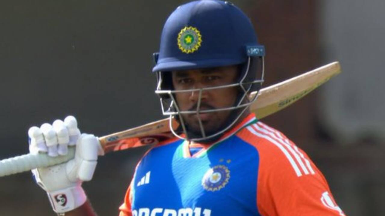 Samson batting during a T20I