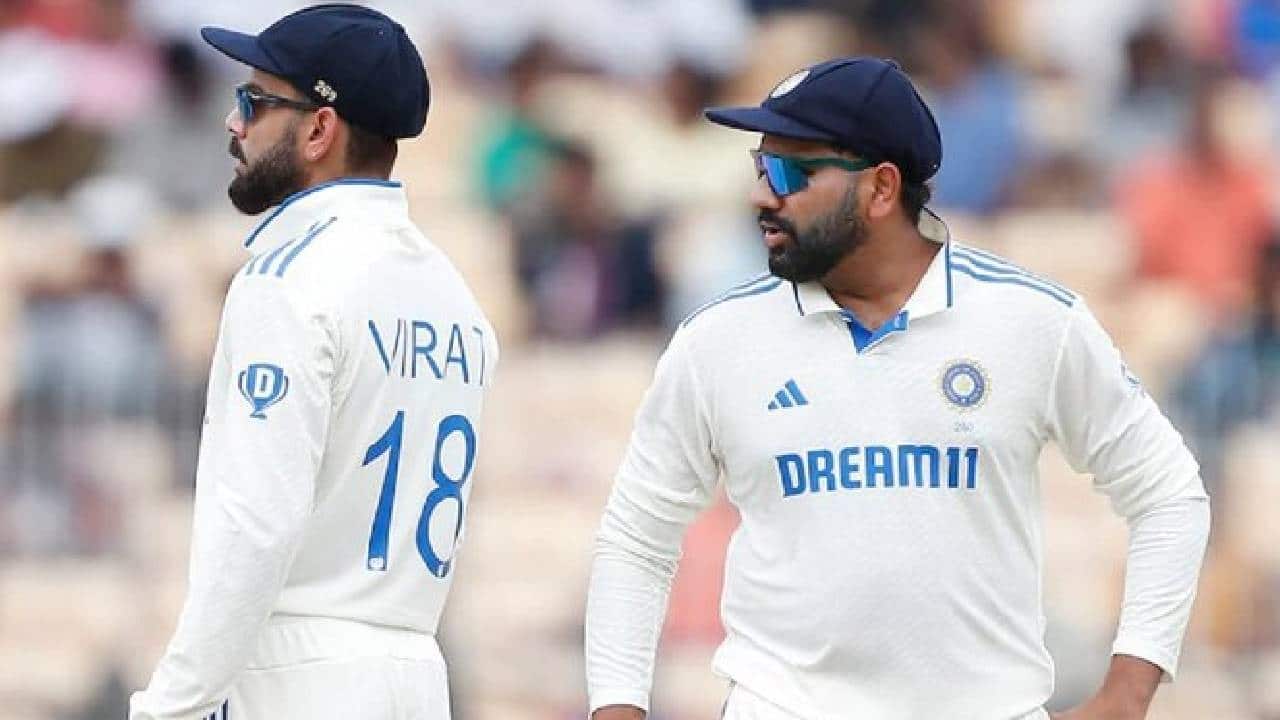 Rohit and Virat during a Test match