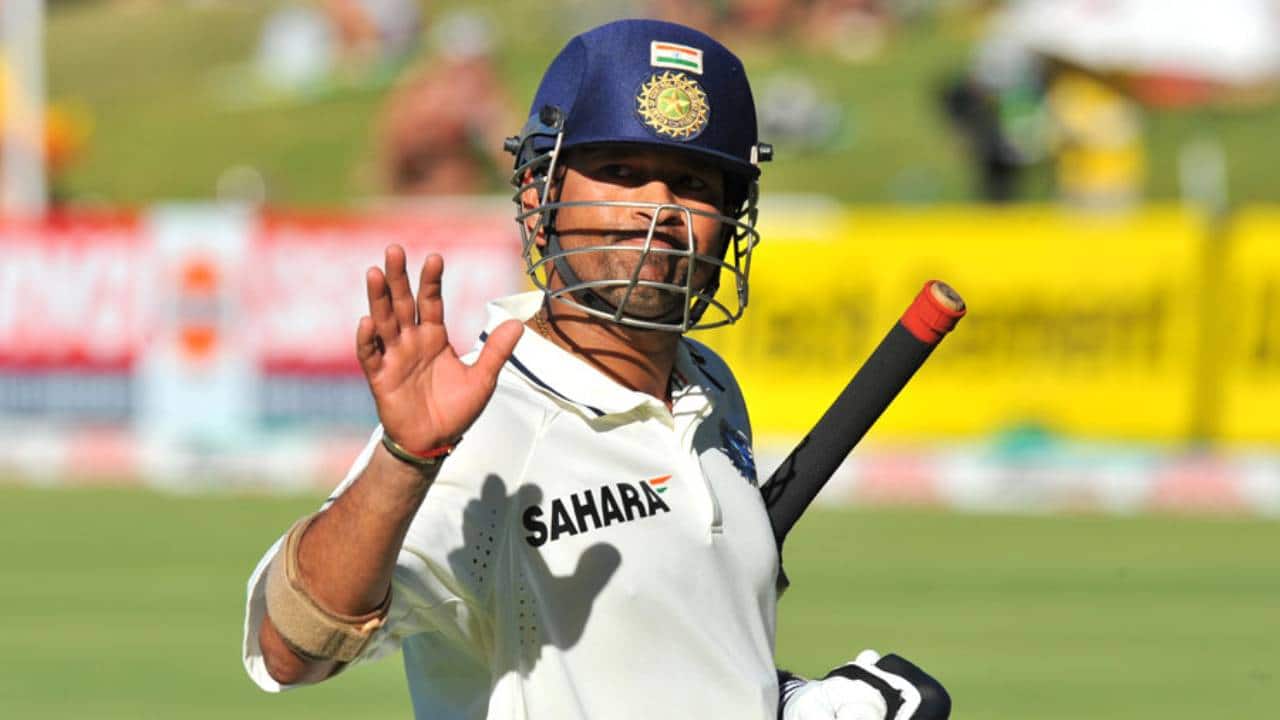 Tendulkar batting during a Test match