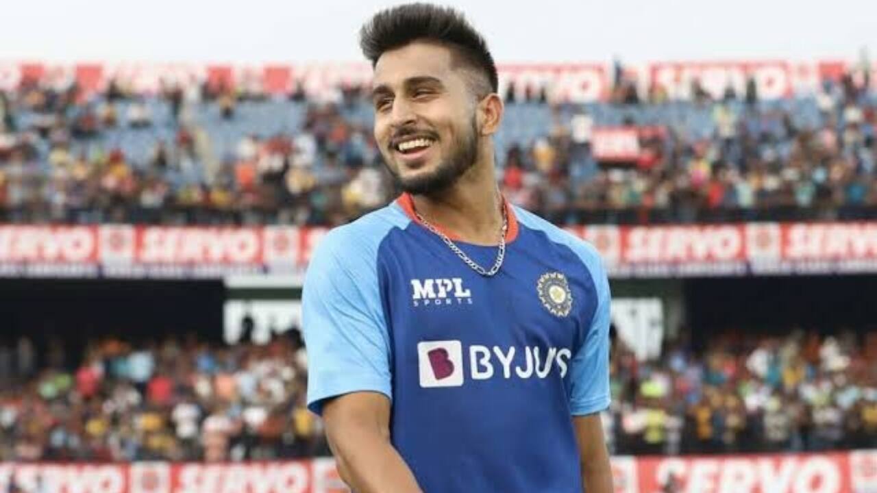 Umran practicing bowling in the nets
